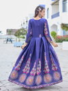 Navy Blue Colour Rayon Print Gown Collection Online Wholesale Aaradhna 2032